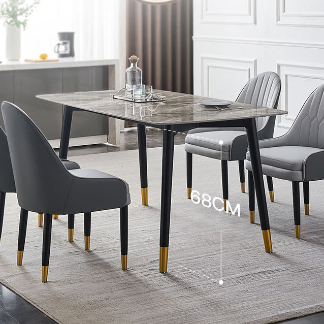 Simplicity Style Home Sintered Stone Dining Table Rectangular Shape Table with 4 Legs Base Clearhalo ' dining_table' 'Dining Tables & Seating' 'Dining Tables' 'furn' 'furn_dining_table' 'Furniture' 'furniture_dining_table' 'Kitchen & Dining Furniture' 'kitchen&dining_furn' 'kitchen' 'kitchen_dining_table' 3723854