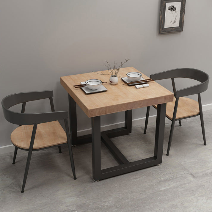 Industrial Style Solid Wood Dining Table Brown Square Table with Trestle Base for Dinning Room Clearhalo ' dining_table' 'Dining Tables & Seating' 'Dining Tables' 'furn' 'furn_dining_table' 'Furniture' 'furniture_dining_table' 'Kitchen & Dining Furniture' 'kitchen&dining_furn' 'kitchen' 'kitchen_dining_table' 3723857