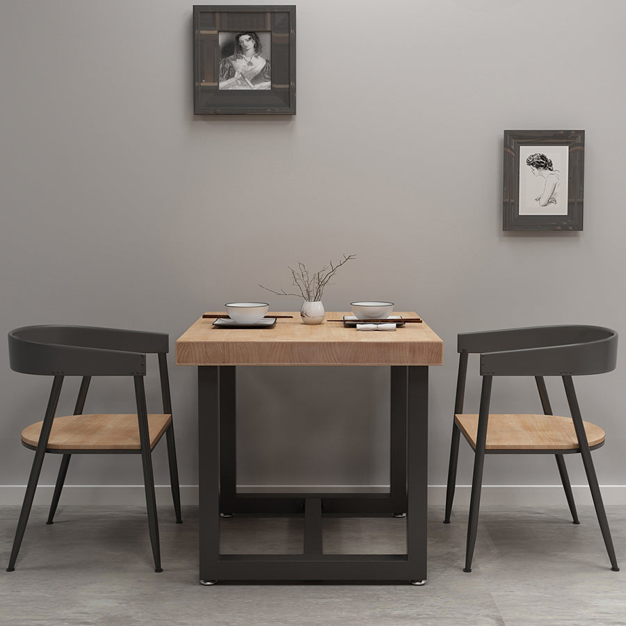 Industrial Style Solid Wood Dining Table Brown Square Table with Trestle Base for Dinning Room Clearhalo ' dining_table' 'Dining Tables & Seating' 'Dining Tables' 'furn' 'furn_dining_table' 'Furniture' 'furniture_dining_table' 'Kitchen & Dining Furniture' 'kitchen&dining_furn' 'kitchen' 'kitchen_dining_table' 3723858