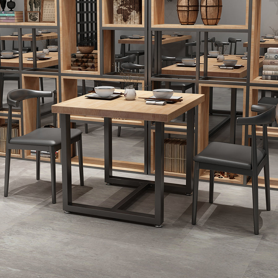 Industrial Style Solid Wood Dining Table Brown Square Table with Trestle Base for Dinning Room Clearhalo ' dining_table' 'Dining Tables & Seating' 'Dining Tables' 'furn' 'furn_dining_table' 'Furniture' 'furniture_dining_table' 'Kitchen & Dining Furniture' 'kitchen&dining_furn' 'kitchen' 'kitchen_dining_table' 3723860