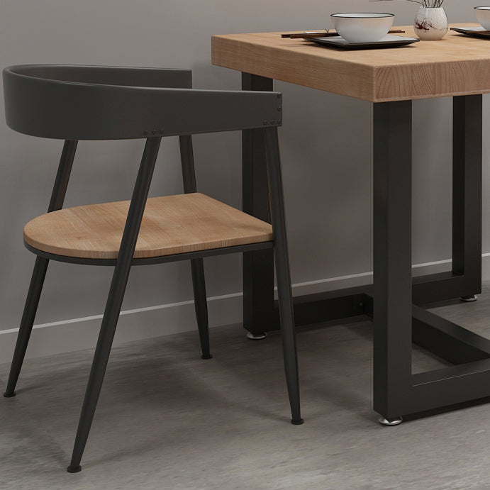 Industrial Style Solid Wood Dining Table Brown Square Table with Trestle Base for Dinning Room Clearhalo ' dining_table' 'Dining Tables & Seating' 'Dining Tables' 'furn' 'furn_dining_table' 'Furniture' 'furniture_dining_table' 'Kitchen & Dining Furniture' 'kitchen&dining_furn' 'kitchen' 'kitchen_dining_table' 3723865