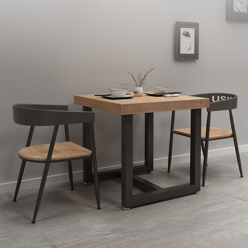 Industrial Style Solid Wood Dining Table Brown Square Table with Trestle Base for Dinning Room Clearhalo ' dining_table' 'Dining Tables & Seating' 'Dining Tables' 'furn' 'furn_dining_table' 'Furniture' 'furniture_dining_table' 'Kitchen & Dining Furniture' 'kitchen&dining_furn' 'kitchen' 'kitchen_dining_table' 3723867