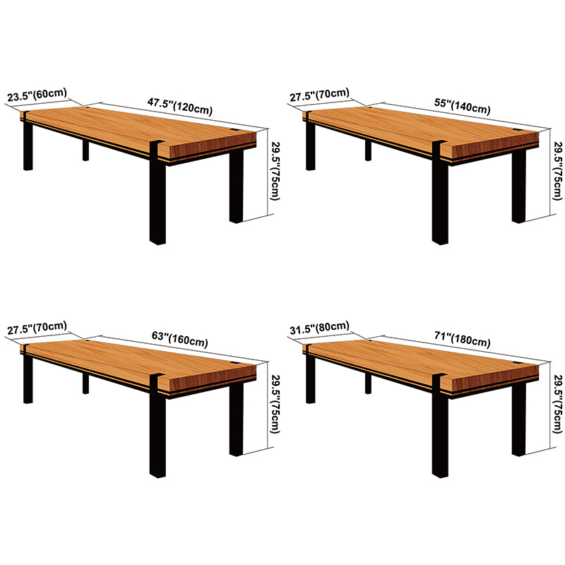 Rectangle 4 Legs Industrial Dining Table Wood Color Fixed Table with Solid Wood Clearhalo ' dining_table' 'Dining Tables & Seating' 'Dining Tables' 'furn' 'furn_dining_table' 'Furniture' 'furniture_dining_table' 'Kitchen & Dining Furniture' 'kitchen&dining_furn' 'kitchen' 'kitchen_dining_table' 3723875