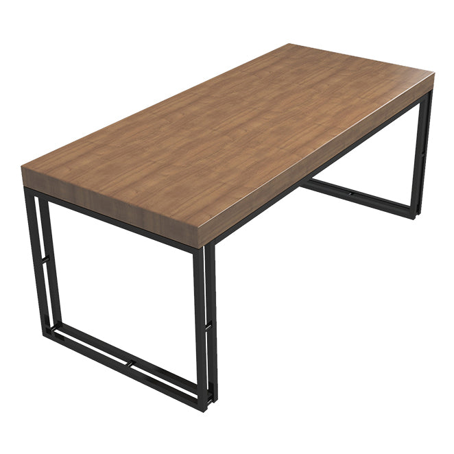 Industrial Style Solid Wood Dinner Table Brown Rectangle Table with Sled Base for Dinning Room Without Chairs Clearhalo ' dining_table' 'Dining Tables & Seating' 'Dining Tables' 'furn' 'furn_dining_table' 'Furniture' 'furniture_dining_table' 'Kitchen & Dining Furniture' 'kitchen&dining_furn' 'kitchen' 'kitchen_dining_table' 3723887