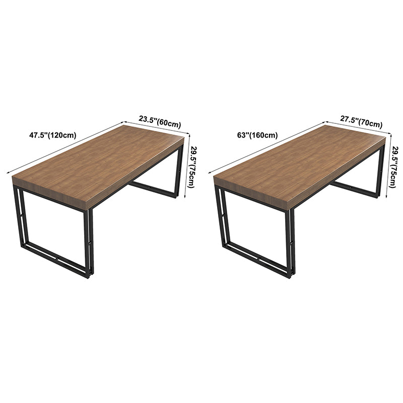 Industrial Style Solid Wood Dinner Table Brown Rectangle Table with Sled Base for Dinning Room Clearhalo ' dining_table' 'Dining Tables & Seating' 'Dining Tables' 'furn' 'furn_dining_table' 'Furniture' 'furniture_dining_table' 'Kitchen & Dining Furniture' 'kitchen&dining_furn' 'kitchen' 'kitchen_dining_table' 3723892