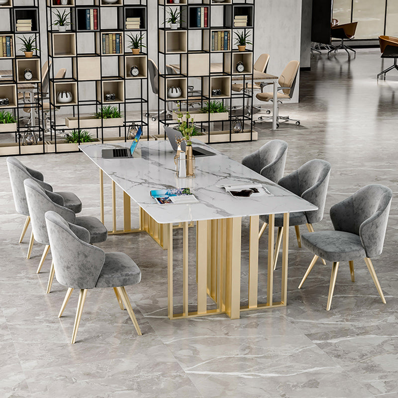 Rectangle Luxury Dining Table White Tone Fixed Table with Sintered Stone Clearhalo ' dining_table' 'Dining Tables & Seating' 'Dining Tables' 'furn' 'furn_dining_table' 'Furniture' 'furniture_dining_table' 'Kitchen & Dining Furniture' 'kitchen&dining_furn' 'kitchen' 'kitchen_dining_table' 3723906