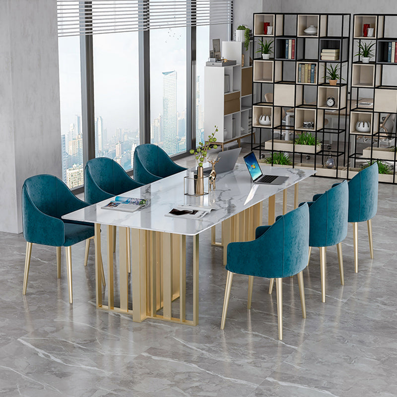 Rectangle Luxury Dining Table White Tone Fixed Table with Sintered Stone Clearhalo ' dining_table' 'Dining Tables & Seating' 'Dining Tables' 'furn' 'furn_dining_table' 'Furniture' 'furniture_dining_table' 'Kitchen & Dining Furniture' 'kitchen&dining_furn' 'kitchen' 'kitchen_dining_table' 3723907