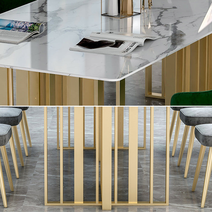 Rectangle Luxury Dining Table White Tone Fixed Table with Sintered Stone Clearhalo ' dining_table' 'Dining Tables & Seating' 'Dining Tables' 'furn' 'furn_dining_table' 'Furniture' 'furniture_dining_table' 'Kitchen & Dining Furniture' 'kitchen&dining_furn' 'kitchen' 'kitchen_dining_table' 3723911