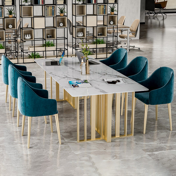 Rectangle Luxury Dining Table White Tone Fixed Table with Sintered Stone Clearhalo ' dining_table' 'Dining Tables & Seating' 'Dining Tables' 'furn' 'furn_dining_table' 'Furniture' 'furniture_dining_table' 'Kitchen & Dining Furniture' 'kitchen&dining_furn' 'kitchen' 'kitchen_dining_table' 3723912