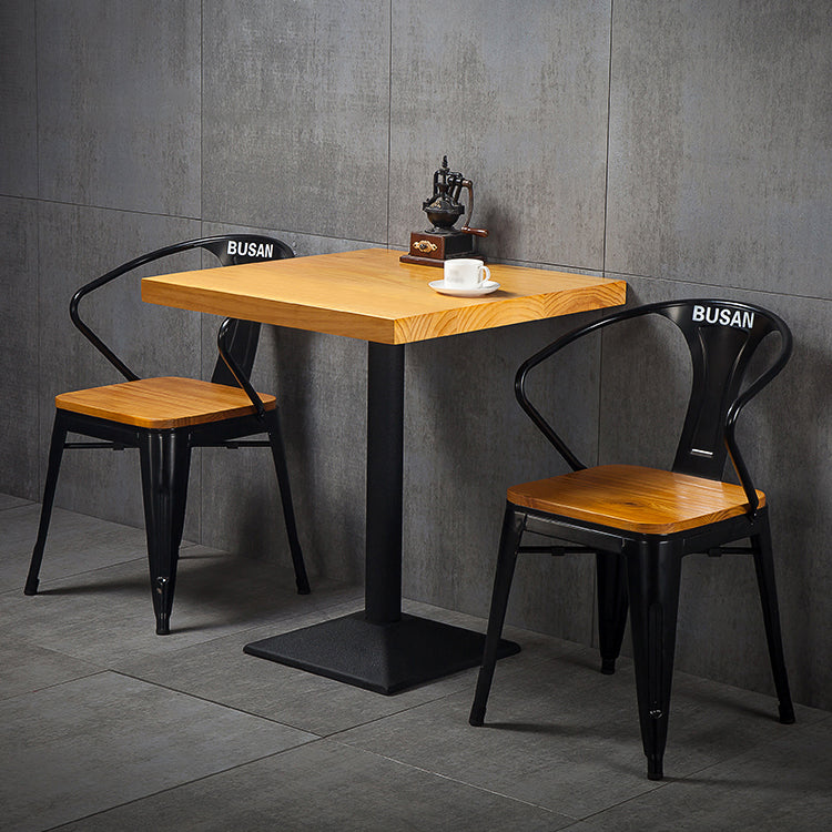 Industrial Solid Wood Dining Table Brown Square Table with Pedestal Base for Dinning Room Clearhalo ' dining_table' 'Dining Tables & Seating' 'Dining Tables' 'furn' 'furn_dining_table' 'Furniture' 'furniture_dining_table' 'Kitchen & Dining Furniture' 'kitchen&dining_furn' 'kitchen' 'kitchen_dining_table' 3723932