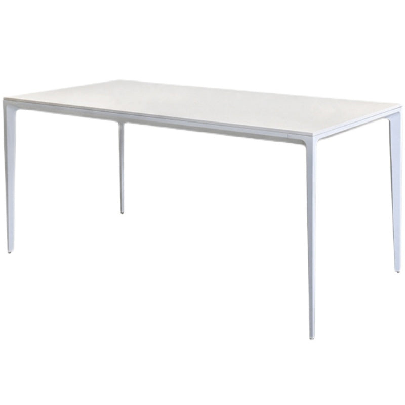 Contemporary Style Home Sintered Stone Dining Table Rectangle Shape Table with Metallic Base White Without Chairs Clearhalo ' dining_table' 'Dining Tables & Seating' 'Dining Tables' 'furn' 'furn_dining_table' 'Furniture' 'furniture_dining_table' 'Kitchen & Dining Furniture' 'kitchen&dining_furn' 'kitchen' 'kitchen_dining_table' 3723938
