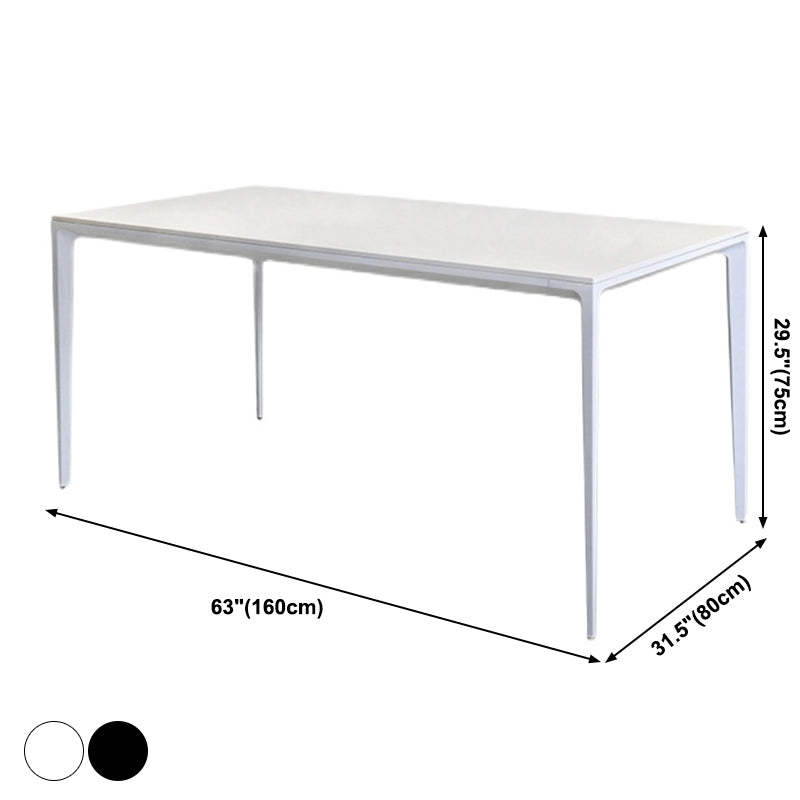 Contemporary Style Home Sintered Stone Dining Table Rectangle Shape Table with Metallic Base Clearhalo ' dining_table' 'Dining Tables & Seating' 'Dining Tables' 'furn' 'furn_dining_table' 'Furniture' 'furniture_dining_table' 'Kitchen & Dining Furniture' 'kitchen&dining_furn' 'kitchen' 'kitchen_dining_table' 3723941