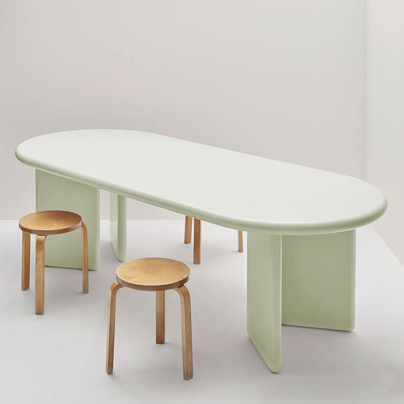 Solid Wood Contemporary Oval Table Wood Top Table for Kitchen and Dining Room Green Without Chairs Clearhalo ' dining_table' 'Dining Tables & Seating' 'Dining Tables' 'furn' 'furn_dining_table' 'Furniture' 'furniture_dining_table' 'Kitchen & Dining Furniture' 'kitchen&dining_furn' 'kitchen' 'kitchen_dining_table' 3723942