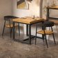 Industrial Style Solid Wood Dining Table Brown Square Table with Metal Base for Dinning Room Clearhalo ' dining_table' 'Dining Tables & Seating' 'Dining Tables' 'furn' 'furn_dining_table' 'Furniture' 'furniture_dining_table' 'Kitchen & Dining Furniture' 'kitchen&dining_furn' 'kitchen' 'kitchen_dining_table' 3723949