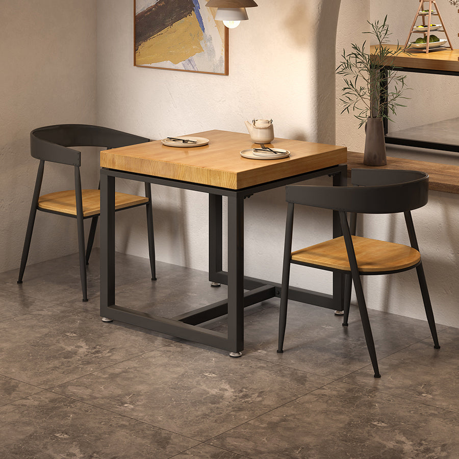 Industrial Style Solid Wood Dining Table Brown Square Table with Metal Base for Dinning Room Clearhalo ' dining_table' 'Dining Tables & Seating' 'Dining Tables' 'furn' 'furn_dining_table' 'Furniture' 'furniture_dining_table' 'Kitchen & Dining Furniture' 'kitchen&dining_furn' 'kitchen' 'kitchen_dining_table' 3723949