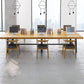 Rectangle Wood Color Dining Table Solid Wood Table Industrial with Trestle Base Clearhalo ' dining_table' 'Dining Tables & Seating' 'Dining Tables' 'furn' 'furn_dining_table' 'Furniture' 'furniture_dining_table' 'Kitchen & Dining Furniture' 'kitchen&dining_furn' 'kitchen' 'kitchen_dining_table' 3723967