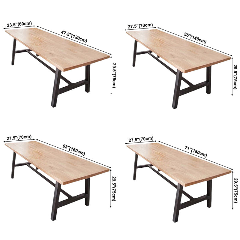 Rectangle Wood Color Dining Table Solid Wood Table Industrial with Trestle Base Clearhalo ' dining_table' 'Dining Tables & Seating' 'Dining Tables' 'furn' 'furn_dining_table' 'Furniture' 'furniture_dining_table' 'Kitchen & Dining Furniture' 'kitchen&dining_furn' 'kitchen' 'kitchen_dining_table' 3723969