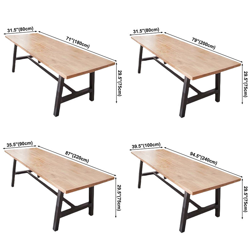 Rectangle Wood Color Dining Table Solid Wood Table Industrial with Trestle Base Clearhalo ' dining_table' 'Dining Tables & Seating' 'Dining Tables' 'furn' 'furn_dining_table' 'Furniture' 'furniture_dining_table' 'Kitchen & Dining Furniture' 'kitchen&dining_furn' 'kitchen' 'kitchen_dining_table' 3723970