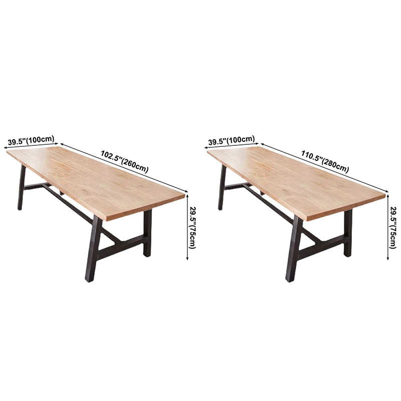Rectangle Wood Color Dining Table Solid Wood Table Industrial with Trestle Base Clearhalo ' dining_table' 'Dining Tables & Seating' 'Dining Tables' 'furn' 'furn_dining_table' 'Furniture' 'furniture_dining_table' 'Kitchen & Dining Furniture' 'kitchen&dining_furn' 'kitchen' 'kitchen_dining_table' 3723971