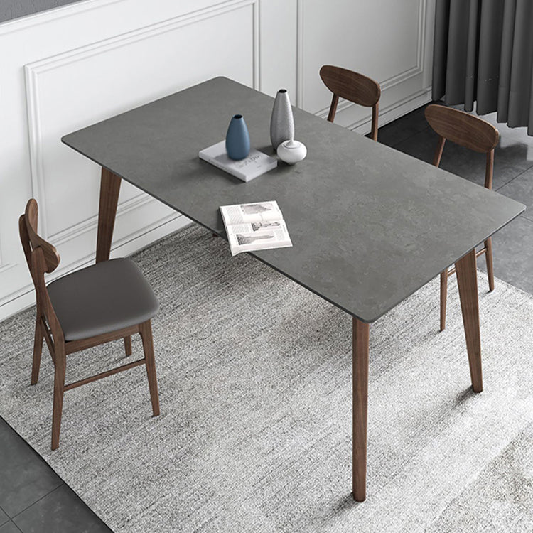 Contemporary Gray Sintered Stone Dining Table Rectangle Shape Standard Dining Table for Kitchen Clearhalo ' dining_table' 'Dining Tables & Seating' 'Dining Tables' 'furn' 'furn_dining_table' 'Furniture' 'furniture_dining_table' 'Kitchen & Dining Furniture' 'kitchen&dining_furn' 'kitchen' 'kitchen_dining_table' 3723975