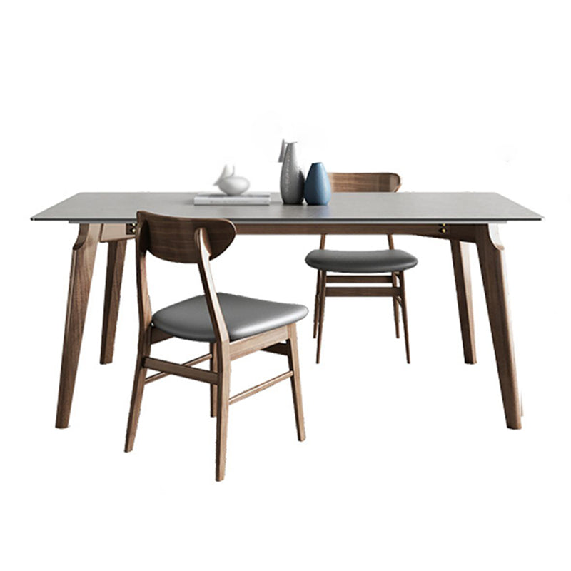 Contemporary Gray Sintered Stone Dining Table Rectangle Shape Standard Dining Table for Kitchen Clearhalo ' dining_table' 'Dining Tables & Seating' 'Dining Tables' 'furn' 'furn_dining_table' 'Furniture' 'furniture_dining_table' 'Kitchen & Dining Furniture' 'kitchen&dining_furn' 'kitchen' 'kitchen_dining_table' 3723976