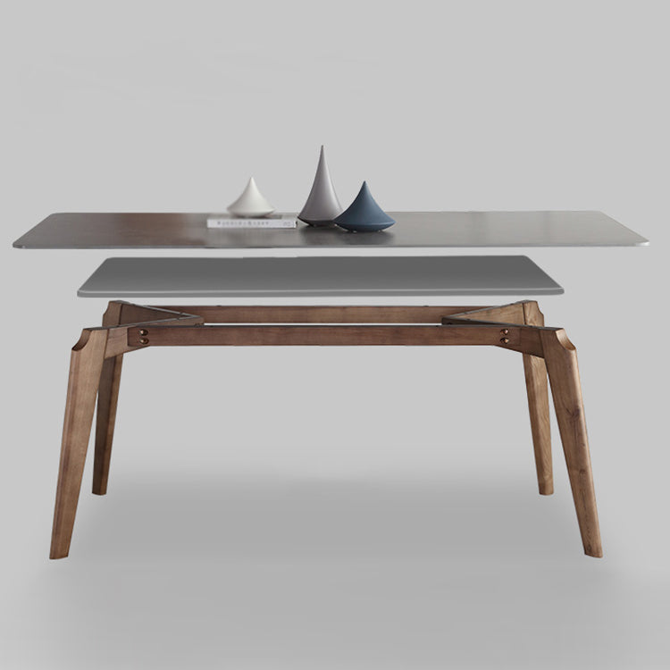 Contemporary Gray Sintered Stone Dining Table Rectangle Shape Standard Dining Table for Kitchen Clearhalo ' dining_table' 'Dining Tables & Seating' 'Dining Tables' 'furn' 'furn_dining_table' 'Furniture' 'furniture_dining_table' 'Kitchen & Dining Furniture' 'kitchen&dining_furn' 'kitchen' 'kitchen_dining_table' 3723977
