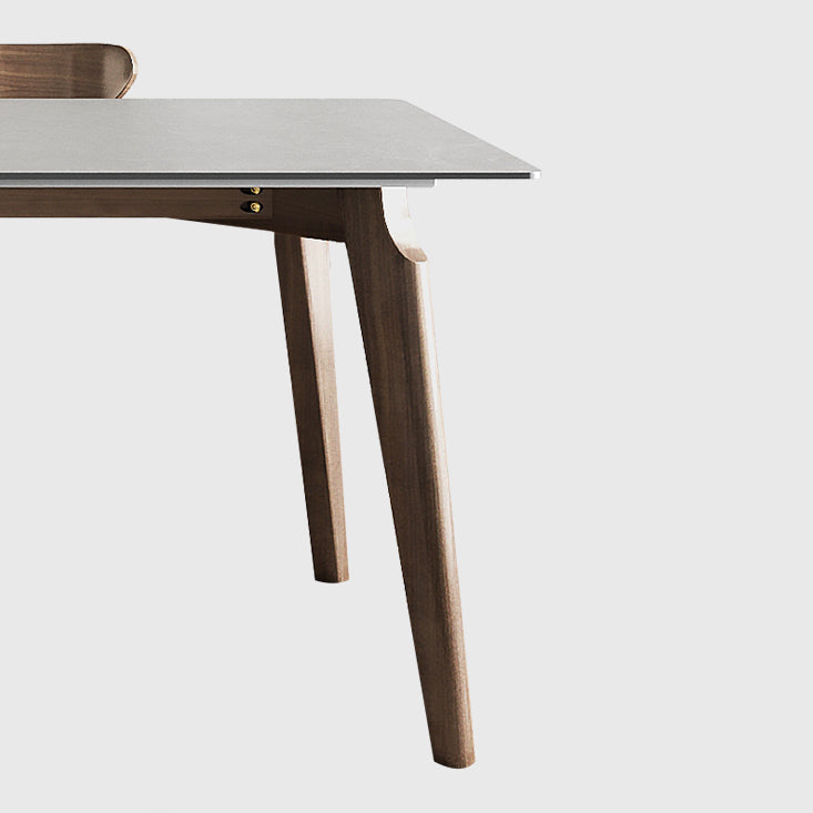 Contemporary Gray Sintered Stone Dining Table Rectangle Shape Standard Dining Table for Kitchen Clearhalo ' dining_table' 'Dining Tables & Seating' 'Dining Tables' 'furn' 'furn_dining_table' 'Furniture' 'furniture_dining_table' 'Kitchen & Dining Furniture' 'kitchen&dining_furn' 'kitchen' 'kitchen_dining_table' 3723979