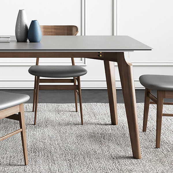 Contemporary Gray Sintered Stone Dining Table Rectangle Shape Standard Dining Table for Kitchen Clearhalo ' dining_table' 'Dining Tables & Seating' 'Dining Tables' 'furn' 'furn_dining_table' 'Furniture' 'furniture_dining_table' 'Kitchen & Dining Furniture' 'kitchen&dining_furn' 'kitchen' 'kitchen_dining_table' 3723980