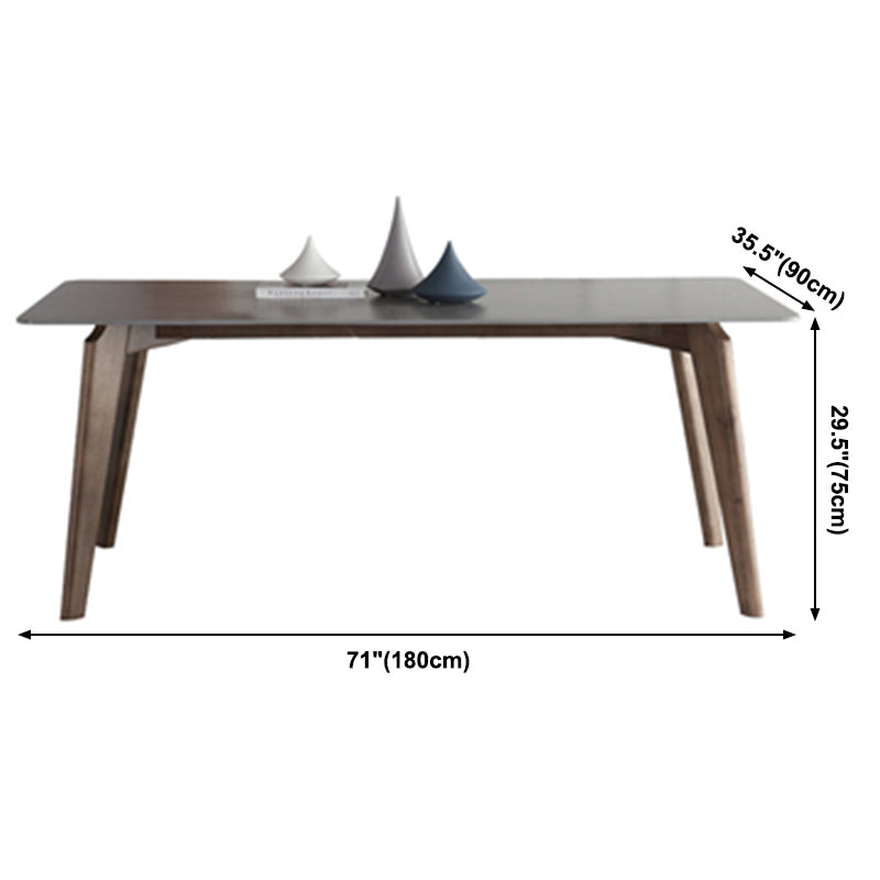 Contemporary Gray Sintered Stone Dining Table Rectangle Shape Standard Dining Table for Kitchen Clearhalo ' dining_table' 'Dining Tables & Seating' 'Dining Tables' 'furn' 'furn_dining_table' 'Furniture' 'furniture_dining_table' 'Kitchen & Dining Furniture' 'kitchen&dining_furn' 'kitchen' 'kitchen_dining_table' 3723982