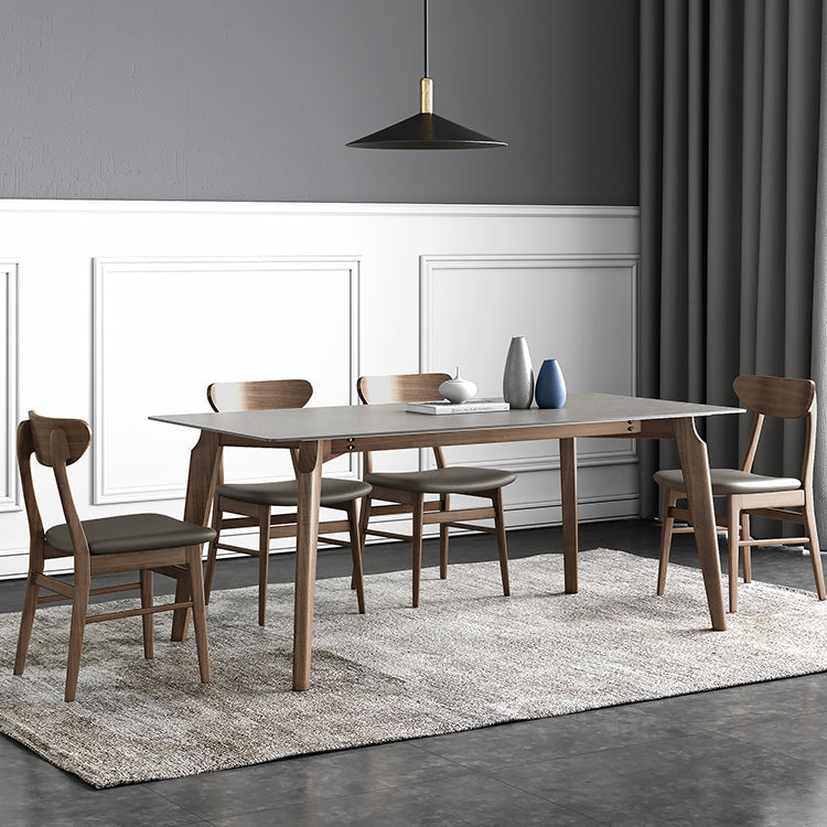 Contemporary Gray Sintered Stone Dining Table Rectangle Shape Standard Dining Table for Kitchen Clearhalo ' dining_table' 'Dining Tables & Seating' 'Dining Tables' 'furn' 'furn_dining_table' 'Furniture' 'furniture_dining_table' 'Kitchen & Dining Furniture' 'kitchen&dining_furn' 'kitchen' 'kitchen_dining_table' 3723983