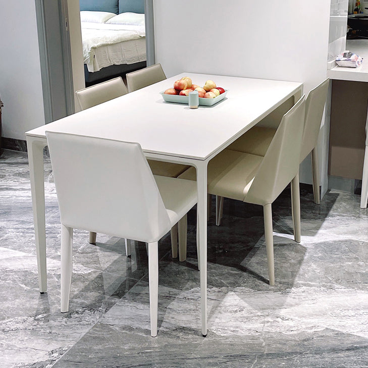 Modern White Sintered Stone Dining Table Rectangle Shape Standard Dining Table for Kitchen Clearhalo ' dining_table' 'Dining Tables & Seating' 'Dining Tables' 'Furniture' 'furniture_dining_table' 'Kitchen & Dining Furniture' 'kitchen&dining_furn' 'kitchen' 'kitchen_dining_table' 3724009