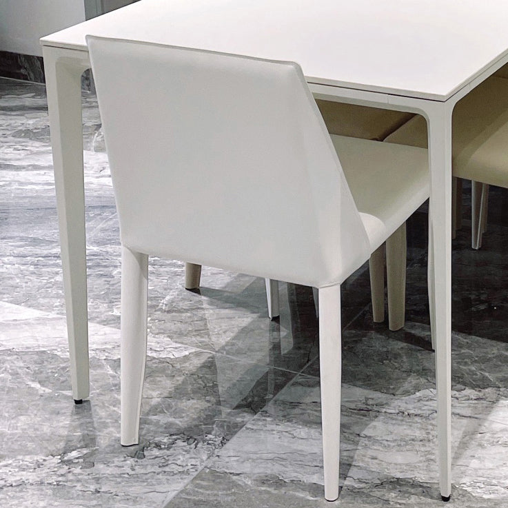 Modern White Sintered Stone Dining Table Rectangle Shape Standard Dining Table for Kitchen Clearhalo ' dining_table' 'Dining Tables & Seating' 'Dining Tables' 'Furniture' 'furniture_dining_table' 'Kitchen & Dining Furniture' 'kitchen&dining_furn' 'kitchen' 'kitchen_dining_table' 3724014