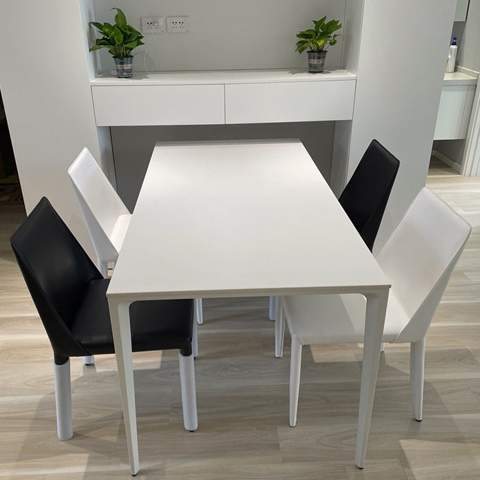 Modern White Sintered Stone Dining Table Rectangle Shape Standard Dining Table for Kitchen Clearhalo ' dining_table' 'Dining Tables & Seating' 'Dining Tables' 'Furniture' 'furniture_dining_table' 'Kitchen & Dining Furniture' 'kitchen&dining_furn' 'kitchen' 'kitchen_dining_table' 3724015