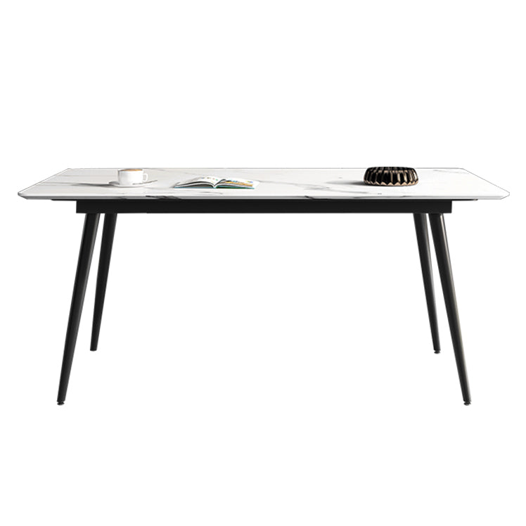 Modern Style Home Sintered Stone Dining Table 4 Legs Rectangular Table in White Without Chairs Clearhalo ' dining_table' 'Dining Tables & Seating' 'Dining Tables' 'furn' 'furn_dining_table' 'Furniture' 'furniture_dining_table' 'Kitchen & Dining Furniture' 'kitchen&dining_furn' 'kitchen' 'kitchen_dining_table' 3724031