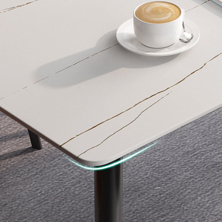 Modern Style Home Sintered Stone Dining Table 4 Legs Rectangular Table in White Clearhalo ' dining_table' 'Dining Tables & Seating' 'Dining Tables' 'furn' 'furn_dining_table' 'Furniture' 'furniture_dining_table' 'Kitchen & Dining Furniture' 'kitchen&dining_furn' 'kitchen' 'kitchen_dining_table' 3724033