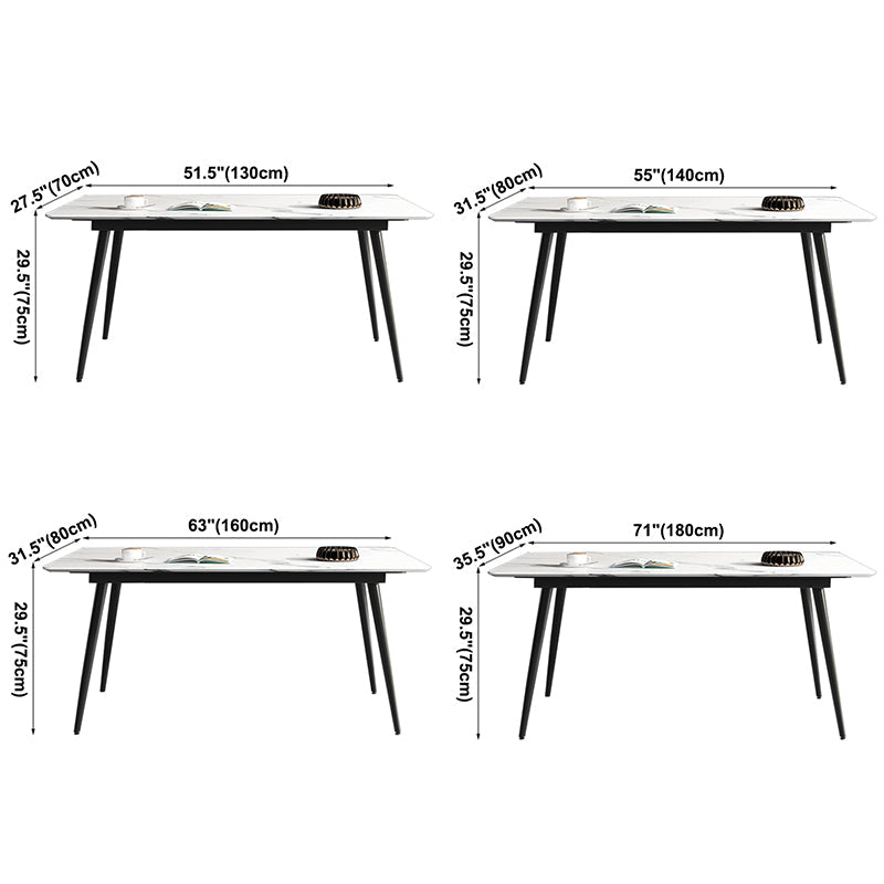 Modern Style Home Sintered Stone Dining Table 4 Legs Rectangular Table in White Clearhalo ' dining_table' 'Dining Tables & Seating' 'Dining Tables' 'furn' 'furn_dining_table' 'Furniture' 'furniture_dining_table' 'Kitchen & Dining Furniture' 'kitchen&dining_furn' 'kitchen' 'kitchen_dining_table' 3724036