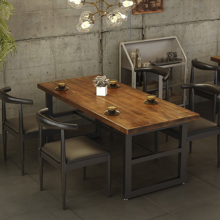 Industrial Dining Table Pine Solid Wood Table with Black Trestle Base for Dining Room Clearhalo ' dining_table' 'Dining Tables & Seating' 'Dining Tables' 'furn' 'furn_dining_table' 'Furniture' 'furniture_dining_table' 'Kitchen & Dining Furniture' 'kitchen&dining_furn' 'kitchen' 'kitchen_dining_table' 3724060