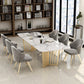 Rectangle Sintered Stone White Dining Table Glam Double Pedestal Table for Dining Room Clearhalo ' dining_table' 'Dining Tables & Seating' 'Dining Tables' 'furn' 'furn_dining_table' 'Furniture' 'furniture_dining_table' 'Kitchen & Dining Furniture' 'kitchen&dining_furn' 'kitchen' 'kitchen_dining_table' 3724062