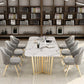 Rectangle Sintered Stone White Dining Table Glam Double Pedestal Table for Dining Room Clearhalo ' dining_table' 'Dining Tables & Seating' 'Dining Tables' 'furn' 'furn_dining_table' 'Furniture' 'furniture_dining_table' 'Kitchen & Dining Furniture' 'kitchen&dining_furn' 'kitchen' 'kitchen_dining_table' 3724063