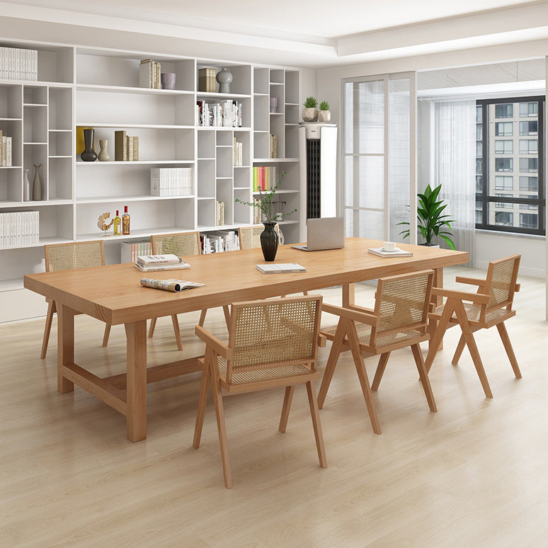 Rectangle Pine Solid Wood Table Modern Dining Table Trestle Base for Restaurant Clearhalo ' dining_table' 'Dining Tables & Seating' 'Dining Tables' 'furn' 'furn_dining_table' 'Furniture' 'furniture_dining_table' 'Kitchen & Dining Furniture' 'kitchen&dining_furn' 'kitchen' 'kitchen_dining_table' 3724082