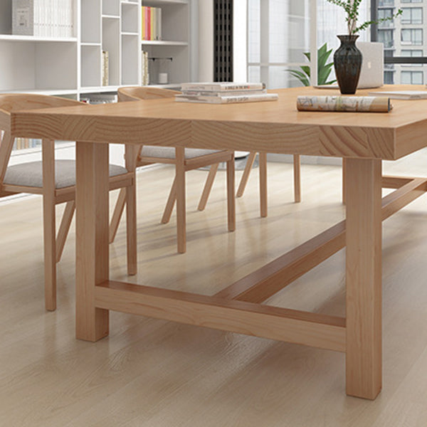 Rectangle Pine Solid Wood Table Modern Dining Table Trestle Base for Restaurant Clearhalo ' dining_table' 'Dining Tables & Seating' 'Dining Tables' 'furn' 'furn_dining_table' 'Furniture' 'furniture_dining_table' 'Kitchen & Dining Furniture' 'kitchen&dining_furn' 'kitchen' 'kitchen_dining_table' 3724085