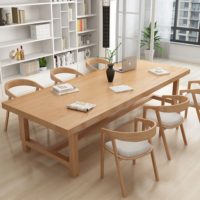 Rectangle Pine Solid Wood Table Modern Dining Table Trestle Base for Restaurant Clearhalo ' dining_table' 'Dining Tables & Seating' 'Dining Tables' 'furn' 'furn_dining_table' 'Furniture' 'furniture_dining_table' 'Kitchen & Dining Furniture' 'kitchen&dining_furn' 'kitchen' 'kitchen_dining_table' 3724086