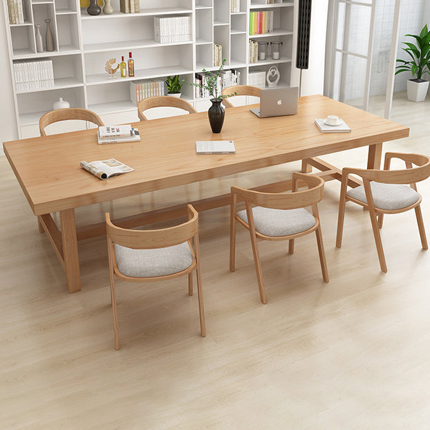 Rectangle Pine Solid Wood Table Modern Dining Table Trestle Base for Restaurant Clearhalo ' dining_table' 'Dining Tables & Seating' 'Dining Tables' 'furn' 'furn_dining_table' 'Furniture' 'furniture_dining_table' 'Kitchen & Dining Furniture' 'kitchen&dining_furn' 'kitchen' 'kitchen_dining_table' 3724091