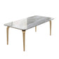 4 Legs Kitchen Dining Table Modern Luxury Style Rectangle Stone Dinette Table Gray Gold Clearhalo ' dining_table' 'Dining Tables & Seating' 'Dining Tables' 'furn' 'furn_dining_table' 'Furniture' 'furniture_dining_table' 'Kitchen & Dining Furniture' 'kitchen&dining_furn' 'kitchen' 'kitchen_dining_table' 3724094