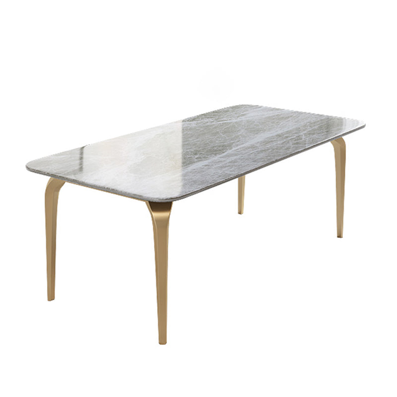 4 Legs Kitchen Dining Table Modern Luxury Style Rectangle Stone Dinette Table Gray Gold Clearhalo ' dining_table' 'Dining Tables & Seating' 'Dining Tables' 'furn' 'furn_dining_table' 'Furniture' 'furniture_dining_table' 'Kitchen & Dining Furniture' 'kitchen&dining_furn' 'kitchen' 'kitchen_dining_table' 3724094
