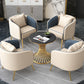 Round Shape Luxury Dining Table White Tone Fixed Table with Sintered Stone Clearhalo ' dining_table' 'Dining Tables & Seating' 'Dining Tables' 'furn' 'furn_dining_table' 'Furniture' 'furniture_dining_table' 'Kitchen & Dining Furniture' 'kitchen&dining_furn' 'kitchen' 'kitchen_dining_table' 3724109