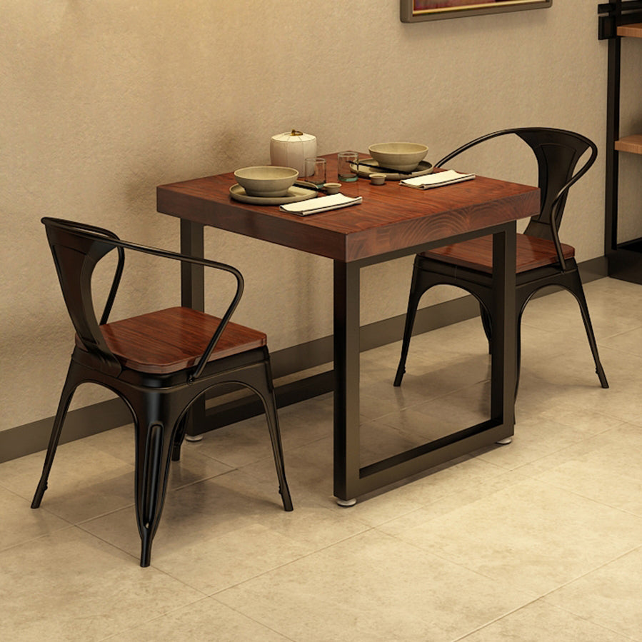 Industrial Wooden Dining Table Brown Square Table with Sled Base for Dinning Room Clearhalo ' dining_table' 'Dining Tables & Seating' 'Dining Tables' 'furn' 'furn_dining_table' 'Furniture' 'furniture_dining_table' 'Kitchen & Dining Furniture' 'kitchen&dining_furn' 'kitchen' 'kitchen_dining_table' 3724125