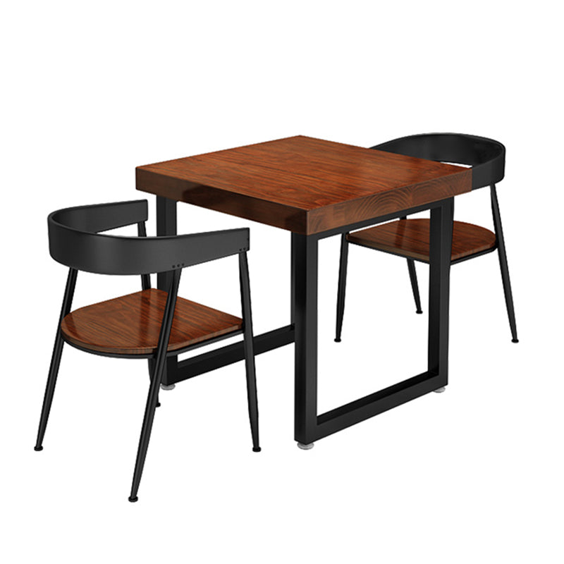 Industrial Wooden Dining Table Brown Square Table with Sled Base for Dinning Room Clearhalo ' dining_table' 'Dining Tables & Seating' 'Dining Tables' 'furn' 'furn_dining_table' 'Furniture' 'furniture_dining_table' 'Kitchen & Dining Furniture' 'kitchen&dining_furn' 'kitchen' 'kitchen_dining_table' 3724131