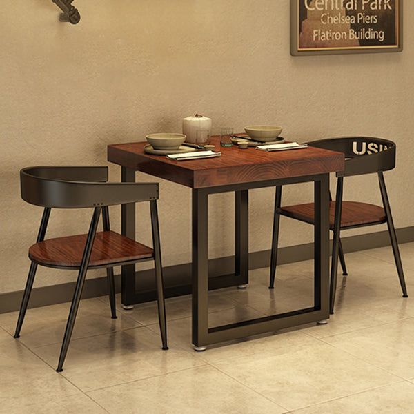 Industrial Wooden Dining Table Brown Square Table with Sled Base for Dinning Room Clearhalo ' dining_table' 'Dining Tables & Seating' 'Dining Tables' 'furn' 'furn_dining_table' 'Furniture' 'furniture_dining_table' 'Kitchen & Dining Furniture' 'kitchen&dining_furn' 'kitchen' 'kitchen_dining_table' 3724132