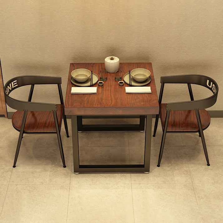 Industrial Wooden Dining Table Brown Square Table with Sled Base for Dinning Room Clearhalo ' dining_table' 'Dining Tables & Seating' 'Dining Tables' 'furn' 'furn_dining_table' 'Furniture' 'furniture_dining_table' 'Kitchen & Dining Furniture' 'kitchen&dining_furn' 'kitchen' 'kitchen_dining_table' 3724133